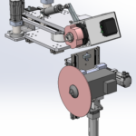 Close-up of the Anny CN-M saw heads and automated groove cutting unit.